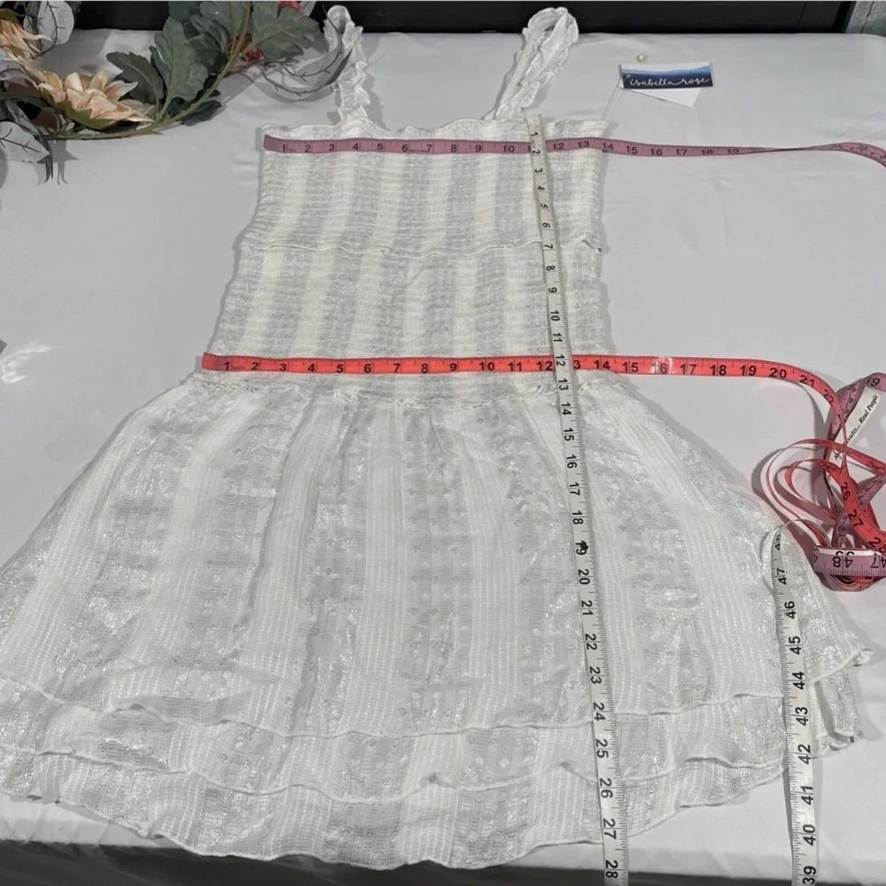 NWT Isabella Rose [ Large ] Villa Smocked Cover-Up Dress‎ in White/Silver